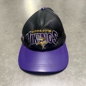 Vintage Minnesota Vikings Leather Black and Purple Cap